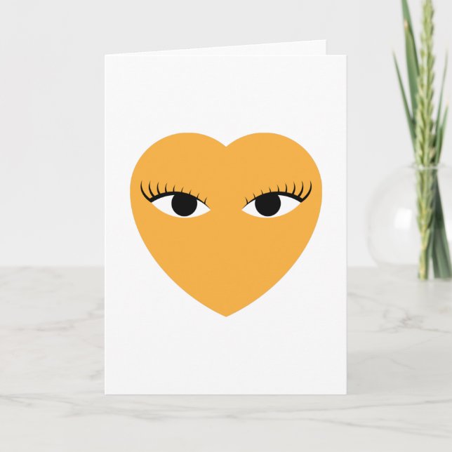 Cute Heart with Eyes on White Card Karte (Vorderseite)