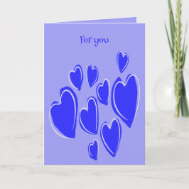 Cute Hearts Hand Drawn Blue Romantic Doodle Karte