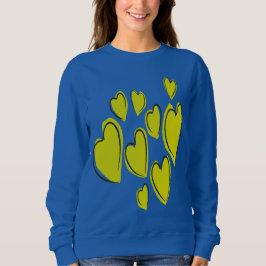 Cute Hearts Hand Drawn Bold Yellow Romantic Doodle Sweatshirt