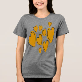 Cute Hearts Hand Drawn Yellow Romantic Doodle Tri-Blend Shirt
