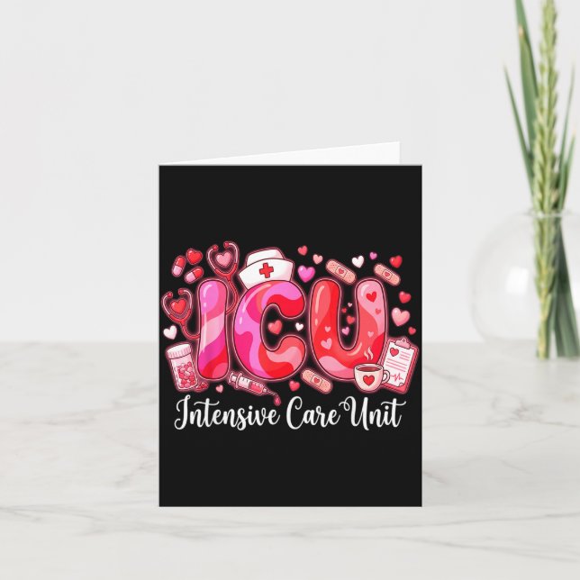 Cute Hearts Icu Valentine Nurse Valentines Day Shi Karte (Vorderseite)