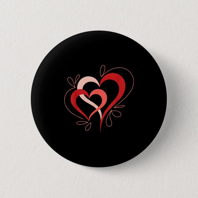 Cute Hearts In Love Couples Valentine Day Pajamas  Button (Vorderseite)