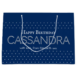 Cute Hearts Pattern Elegant Navy Blue Große Geschenktüte