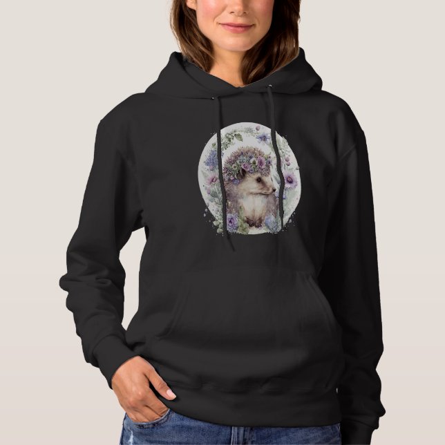 Cute Hedgehog Flower Crown Floral Animal Hoodie (Vorderseite)