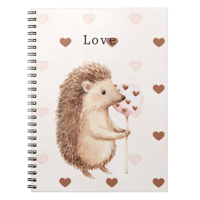 Cute Hedgehog Hearts Love Notizblock (Vorderseite)