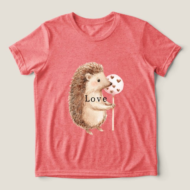 Cute Hedgehog Hearts Love Tri-Blend Shirt (Design Vorderseite)