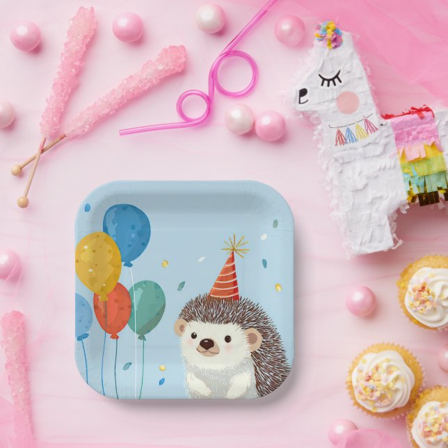 Cute Hedgehog Party Paper Plates Pappteller (Party)