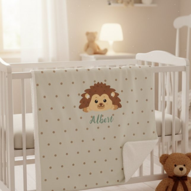 Cute Hedgehog Personalized Baby Blanket Sherpadecke (Von Creator hochgeladen)