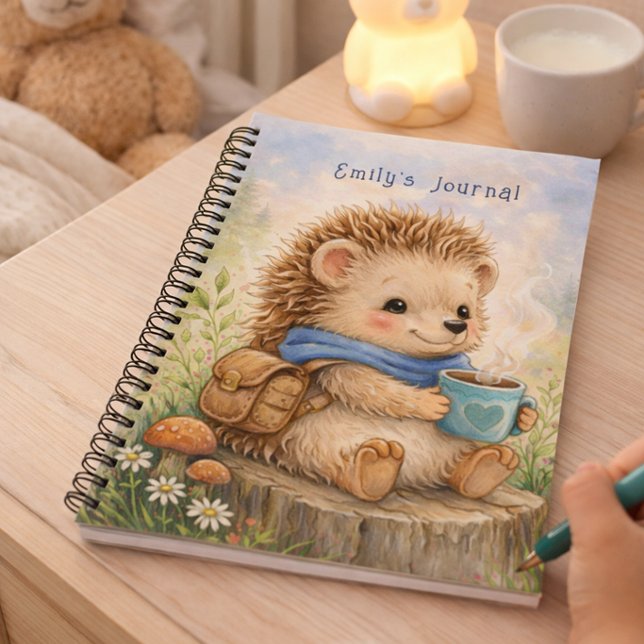 Cute Hedgehog Personalized Kids Journal Notizbuch (Von Creator hochgeladen)