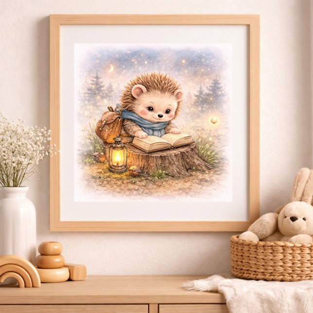 Cute Hedgehog Reading A Book Kids Nursery Poster (Von Creator hochgeladen)