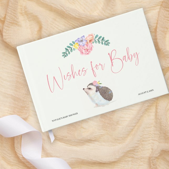 Cute Hedgehog rose fille Baby shower livre d'invit (Créateur téléchargé)