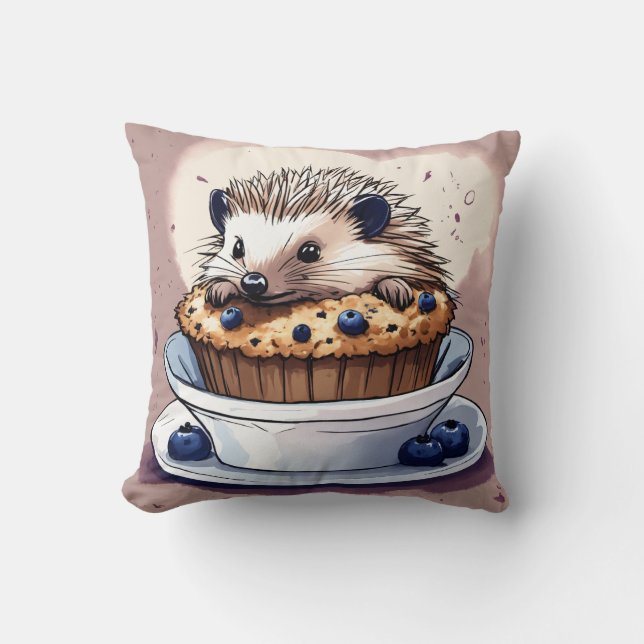 "Cute Hérisson Profitant d'un Coussin de muffin au (Recto)