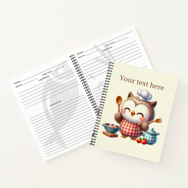 Cute hibou chef amoureux recettes Carnet (Intérieur)