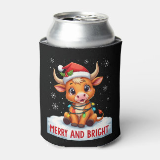 Cute Highland Baby Cow Christmas Lights Merry & Br Dosenkühler