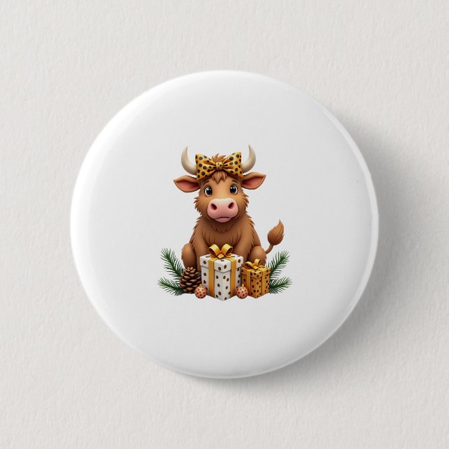 Cute Highland Cow Christmas Santa Highland Cow Lov Button (Vorderseite)