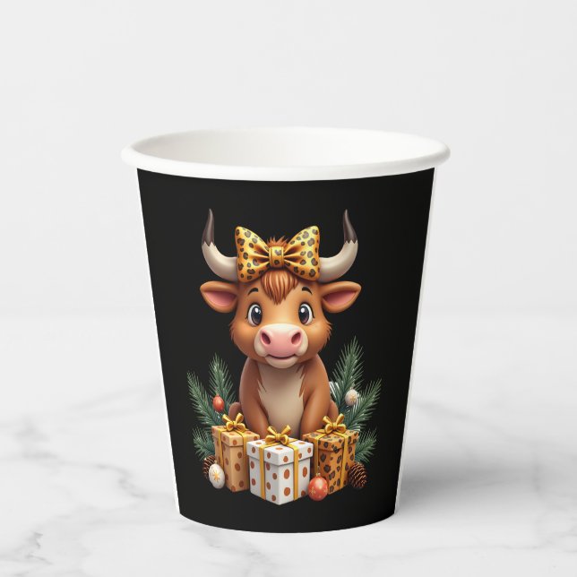 Cute Highland Cow Christmas Santa Highland Cow Lov Pappbecher (Vorderseite)