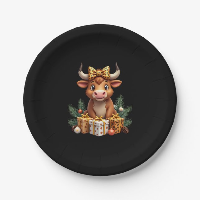 Cute Highland Cow Christmas Santa Highland Cow Lov Pappteller (Vorderseite)