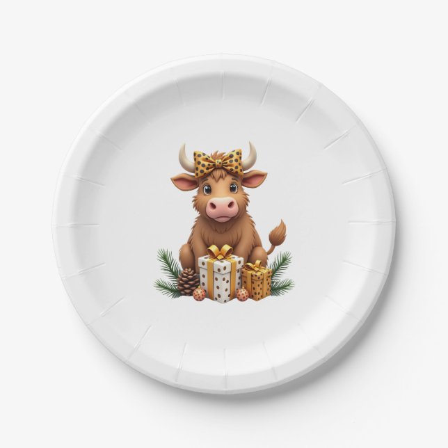Cute Highland Cow Christmas Santa Highland Cow Lov Pappteller (Vorderseite)