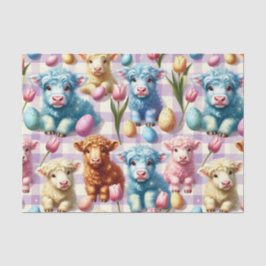 Cute Highland Cow Easter Pastel Eggs Seidenpapier