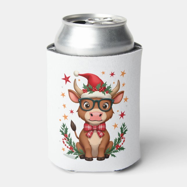 Cute Highland Cow Lover Santa Hat Western Christma Dosenkühler (Kanne Vorderseite)