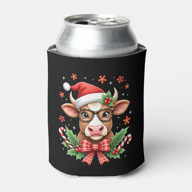 Cute Highland Cow Lover Santa Hat Western Christma Dosenkühler (Kanne Vorderseite)