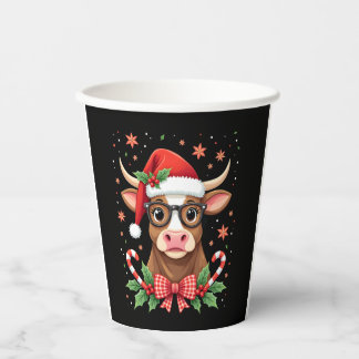 Cute Highland Cow Lover Santa Hat Western Christma Pappbecher