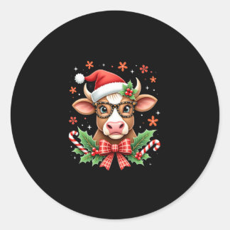 Cute Highland Cow Lover Santa Hat Western Christma Runder Aufkleber