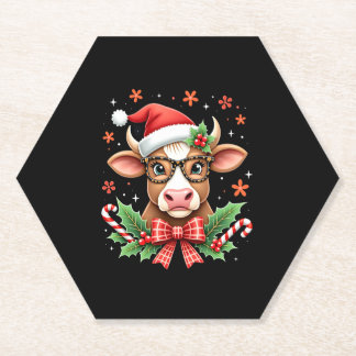 Cute Highland Cow Lover Santa Hat Western Christma Untersetzer