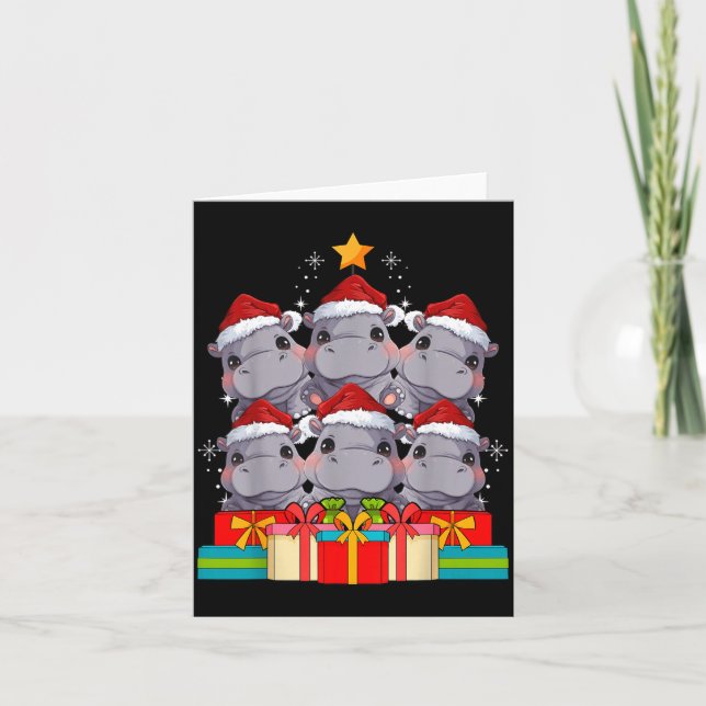 Cute Hip Le Hiptamus Christmas Tree Xmas Hat  Karte (Vorderseite)