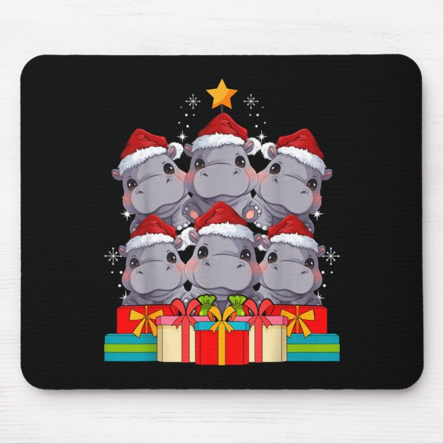 Cute Hip Le Hiptamus Christmas Tree Xmas Hat  Mousepad (Vorne)