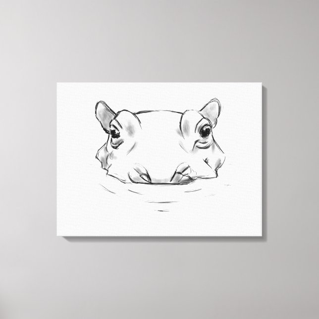 Cute hippo drawing leinwanddruck (Vorderseite)