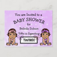 Cute HIspanic Twin Girls Baby Shower Invitations