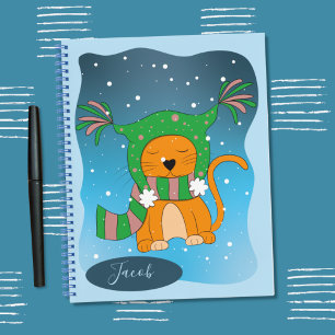 Cute Hiver Ginger Cat Kid Carnet personnalisé