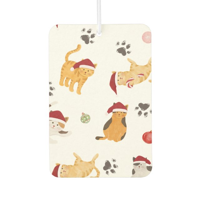 Cute Holiday Cat Pattern Autolufterfrischer (Vorderseite)