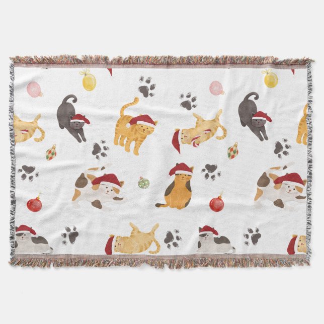 Cute Holiday Cat Pattern Decke (Vorderseite)
