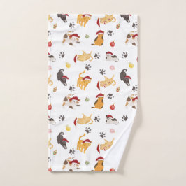 Cute Holiday Cat Pattern Handtuch