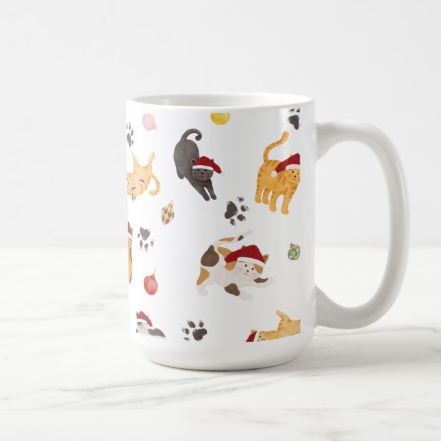 Cute Holiday Cat Pattern Kaffeetasse (Rechts)