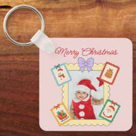 Cute Holiday Collage with Festive Pastel Frames Schlüsselanhänger