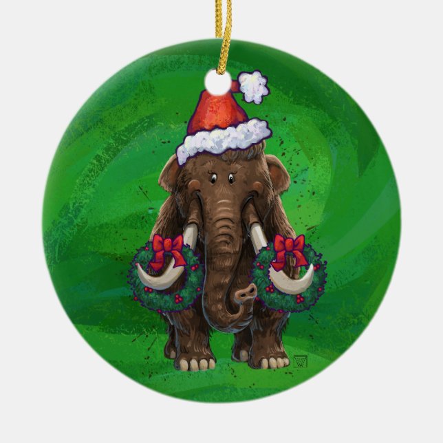 Cute Holiday Mastodon  Ceramic Ornament (Vorne)