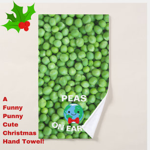 Cute Holiday "Peas on Earth" Serviette à main