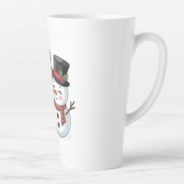 Cute Holiday Reindeer & Snowman Milchtasse (Rechts)