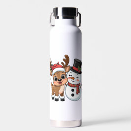 Cute Holiday Reindeer & Snowman Trinkflasche
