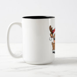 Cute Holiday Reindeer & Snowman Zweifarbige Tasse