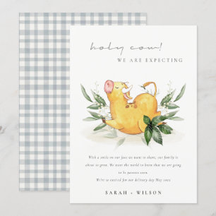 Cute Holy Cow Farm Foliing Grossesse Faire-part