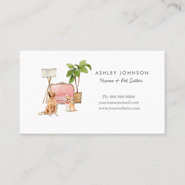 Cute Home & animal Carte de visite de baby-sitting (Devant)