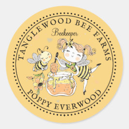 Cute Honey Bee Apiary Beekeeper Honey Products  Runder Aufkleber