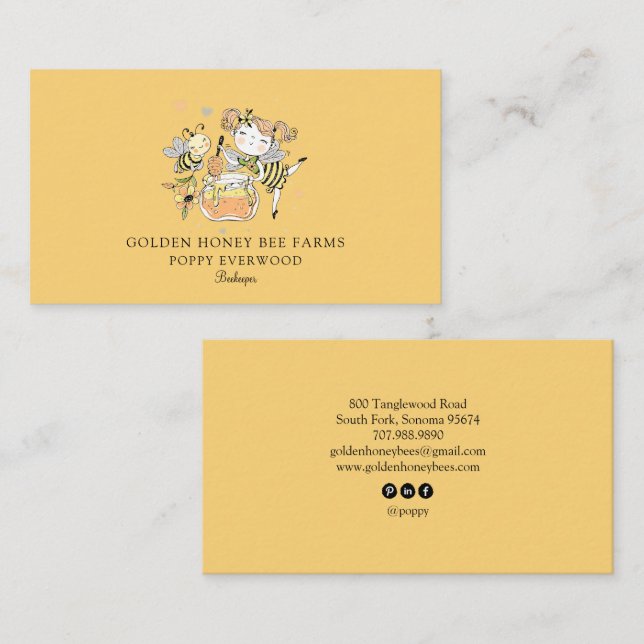 Cute Honey Bee Apiary Beekeeper Honey Products  Visitenkarte (Vorne/Hinten)
