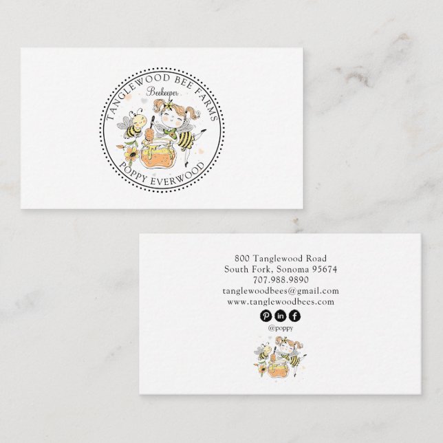 Cute Honey Bee Apiary Beekeeper Honey Products  Visitenkarte (Vorne/Hinten)