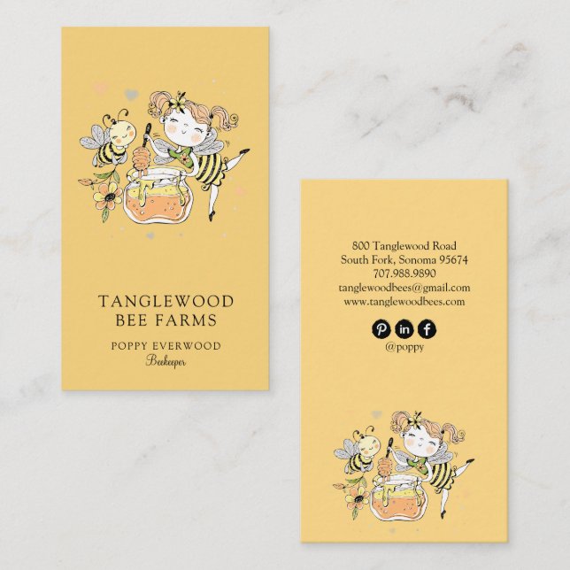 Cute Honey Bee Apiary Beekeeper Honey Products  Visitenkarte (Vorne/Hinten)