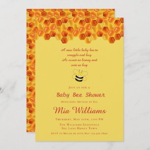 Cute Honey Bee Theme Baby shower Invitation